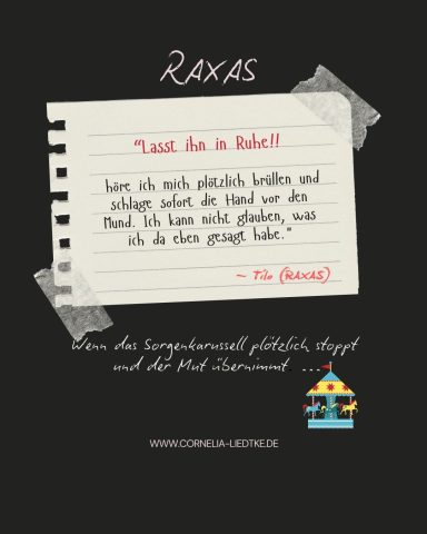 Raus aus dem Sorgenkarussell ... Ein handgeschriebener Zettel mit einem Zitat über Mut und Selbstvertrauen.