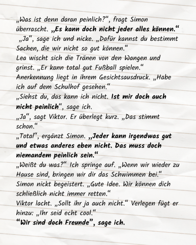 Die Gruppe unterhält sich. Jeder kann zu seiner Schwäche stehen.